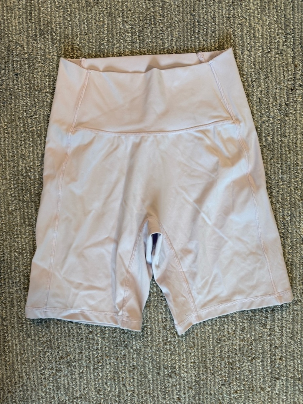 Alphalete Amplify Biker Shorts Pink Nude | High Rise Seamless Gym Shorts | M